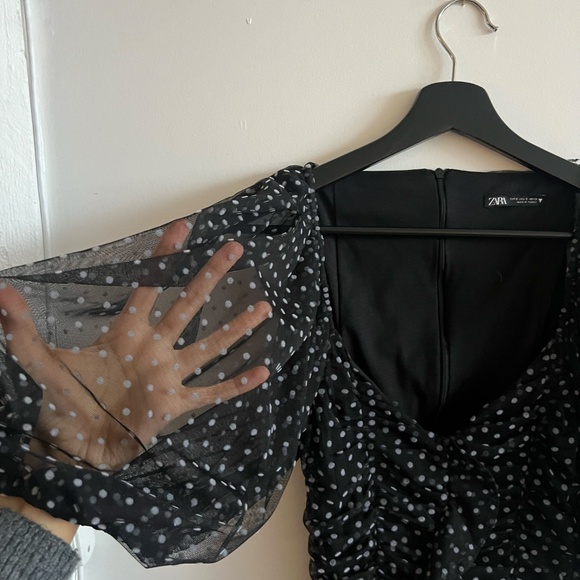 Zara polka dot dress with sheer sleeve - Picture 2 of 5
